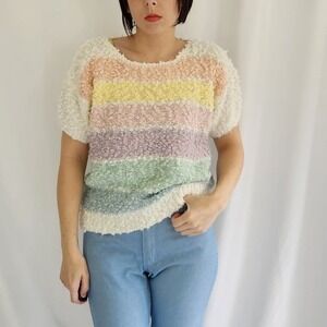 80s‎ Pastel Rainbow Striped Sweater